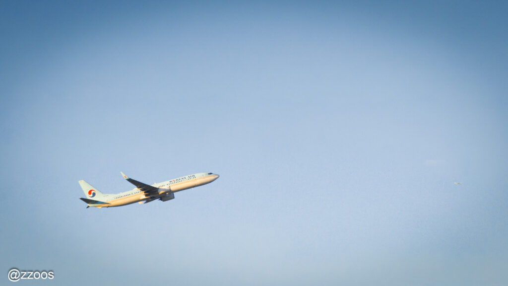 滑走路を離れ、空へ向かう飛行機