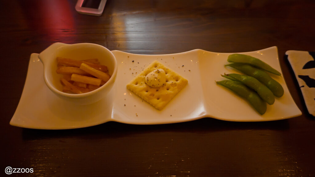 焼酎バー礎で提供されるお通し、以前よりシンプルな内容