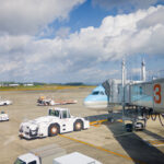 Airplane preparing for departure at Kagoshima Airport