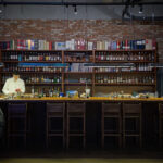 Bar interior with a bartender and a relaxed atmosphere