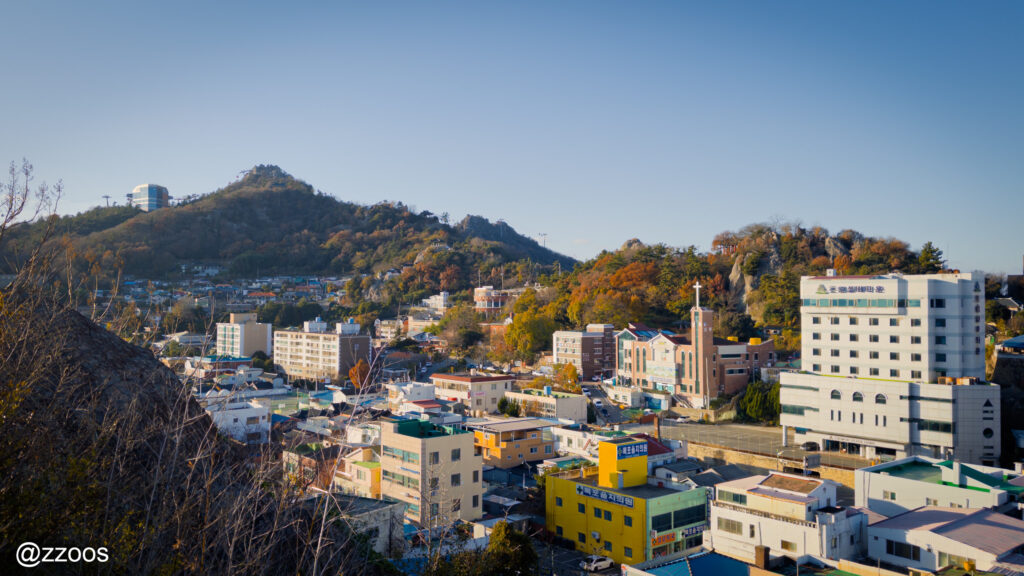 丘の上から見下ろす都市の景色