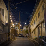 Night view of a residential back alley