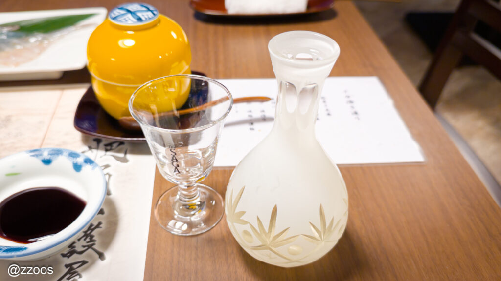 Bottle and glass of Japanese sake
