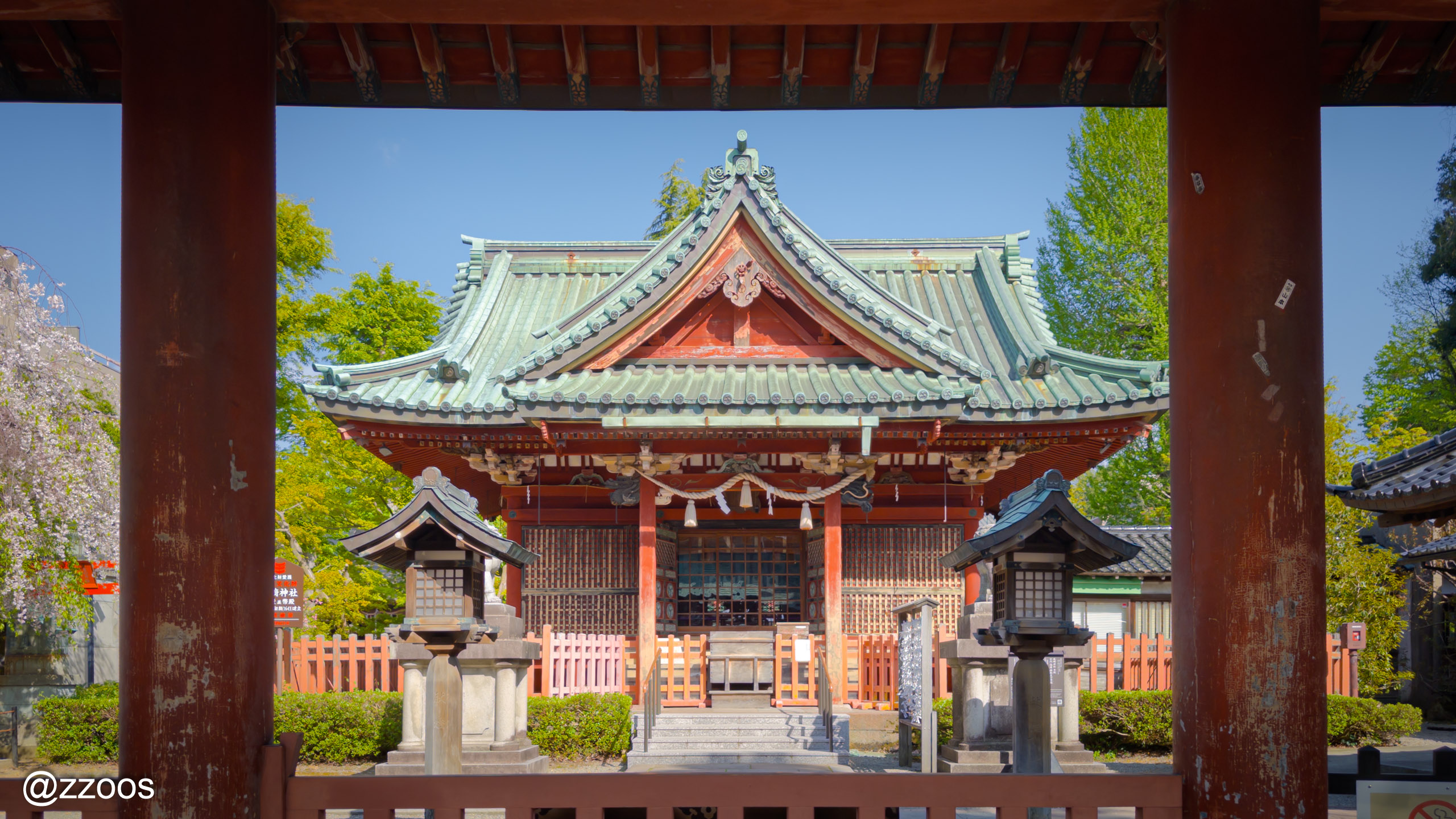 尾﨑神社の入口からみた本殿