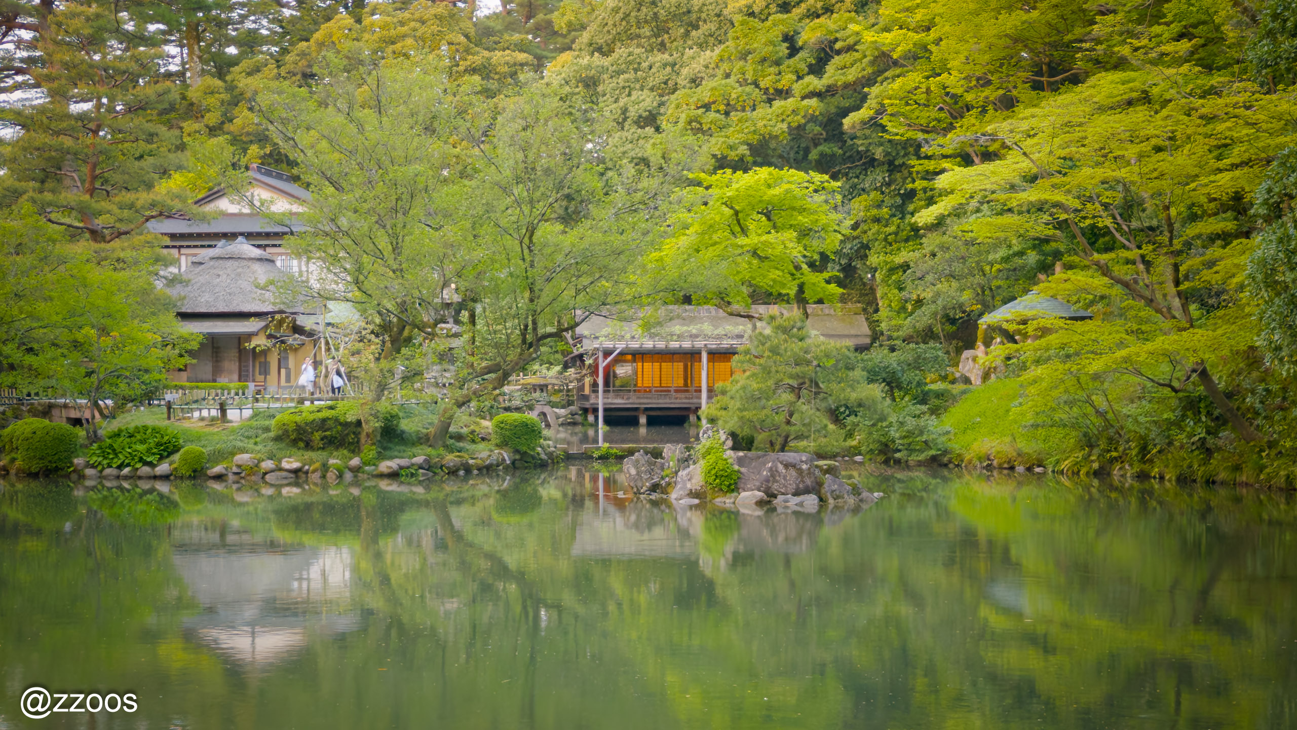 Hisagoike Pond where Kenrokuen began at Kenrokuen Garden