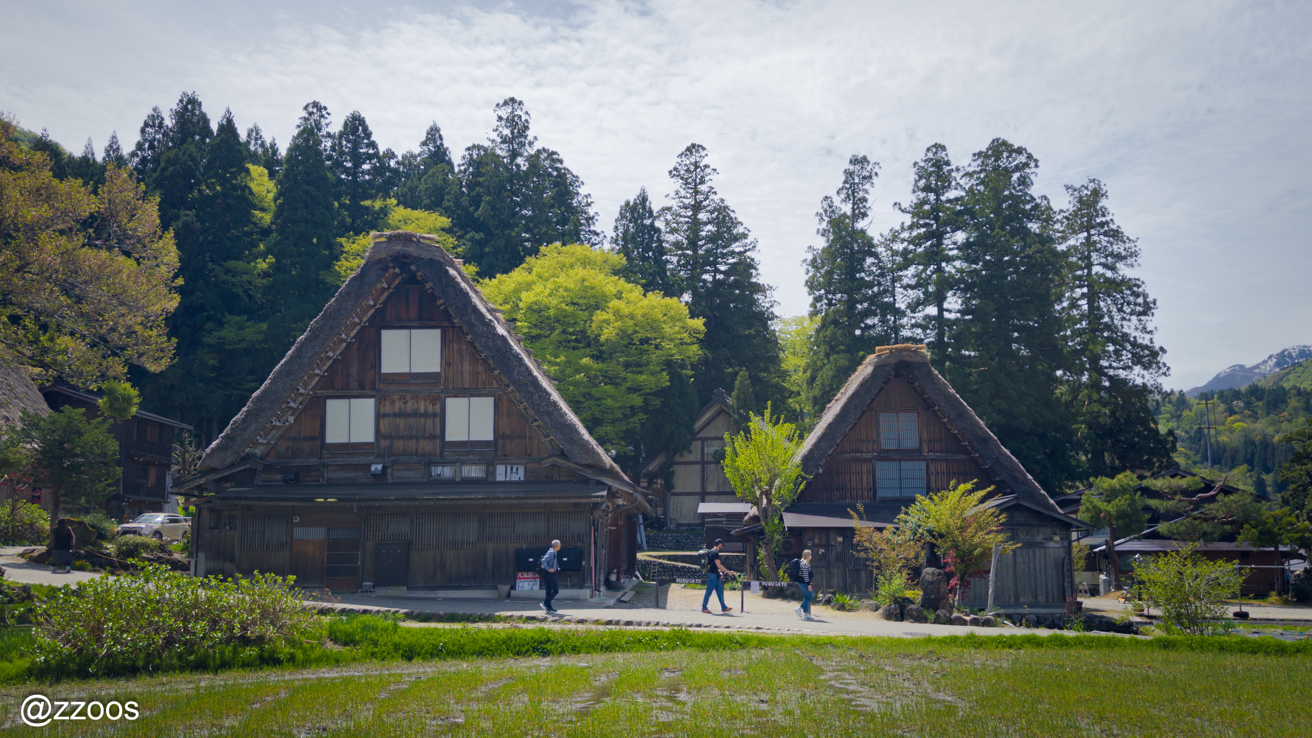 Shirakawa-go village scenery in spring