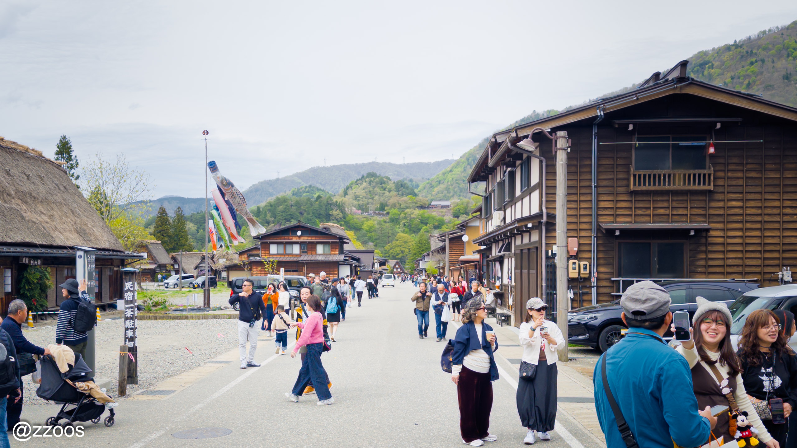Shirakawa-go main road lined with souvenir shops