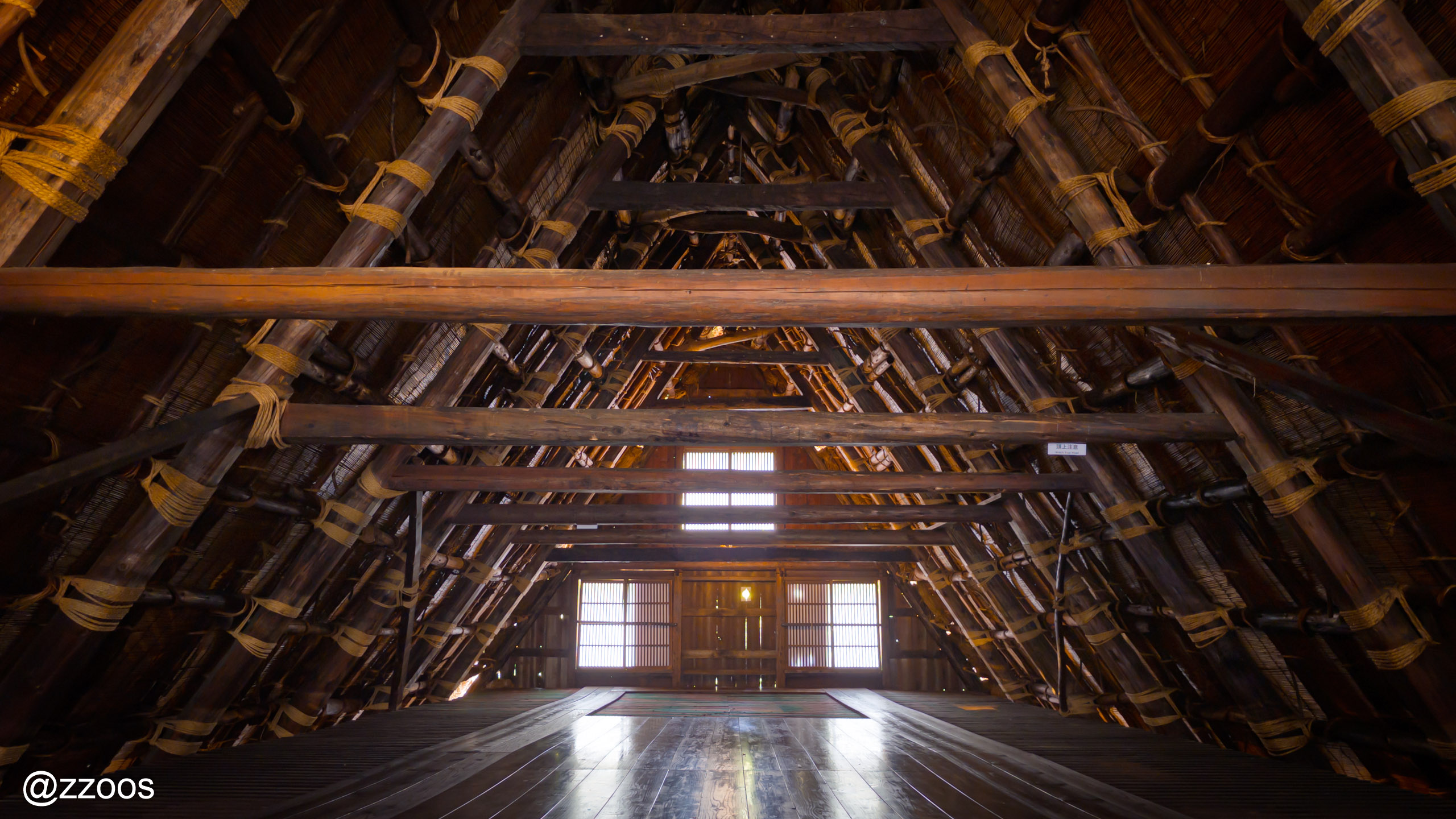 Third-floor sericulture workspace in a gassho-zukuri house
