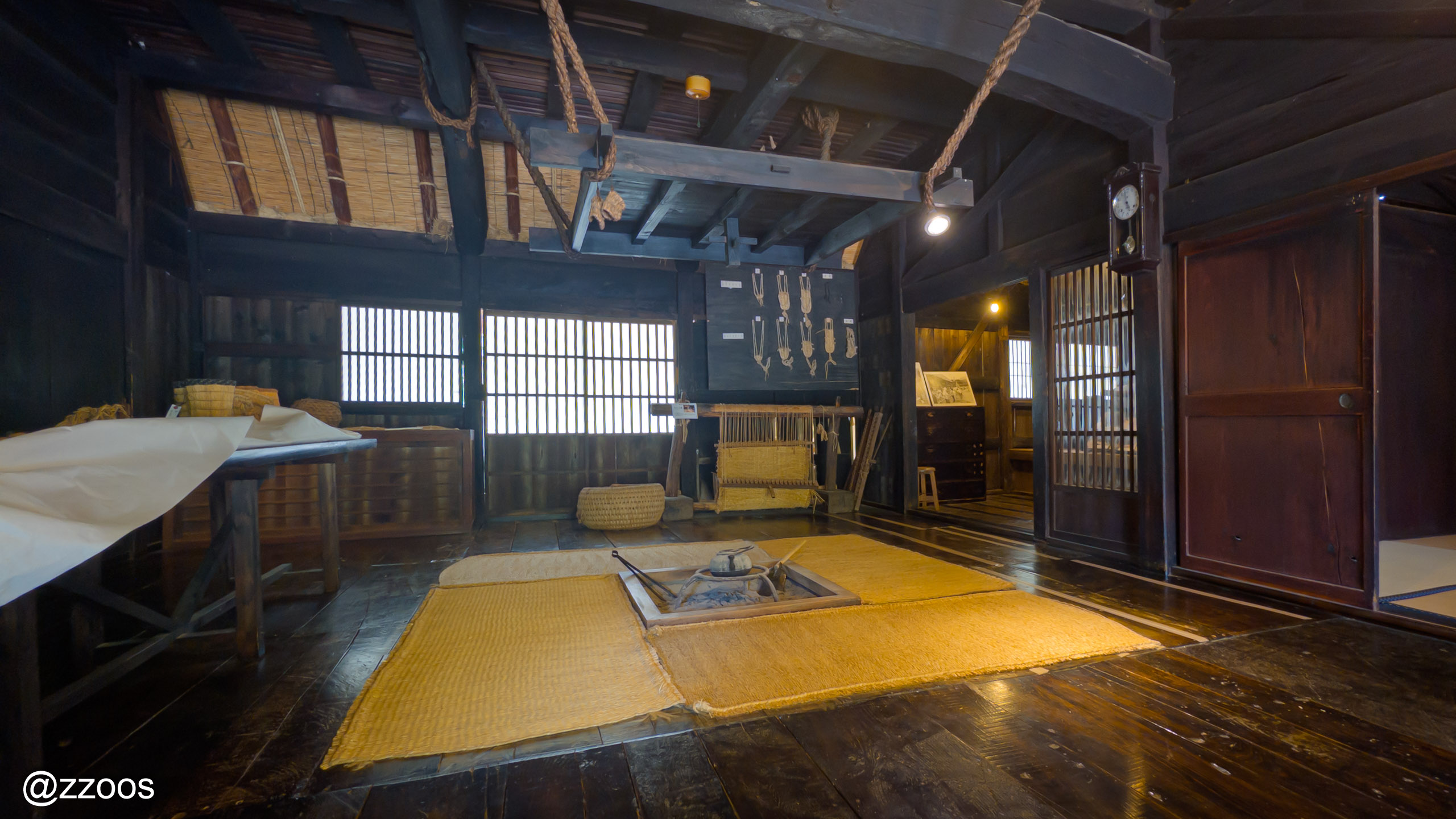 First-floor irori living space in the Higashishina House
