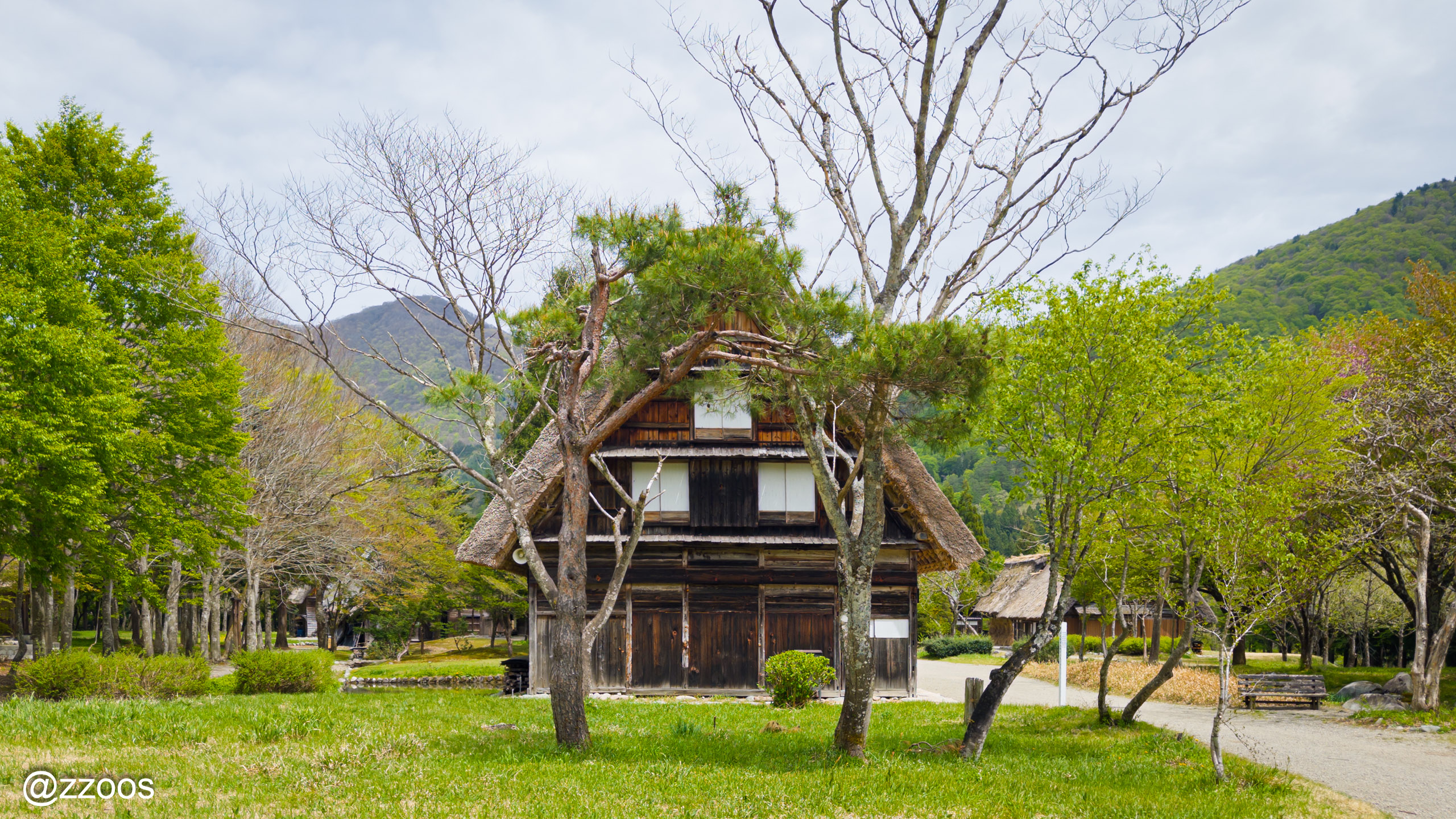 Gassho-zukuri buildings all around at the Minka-en