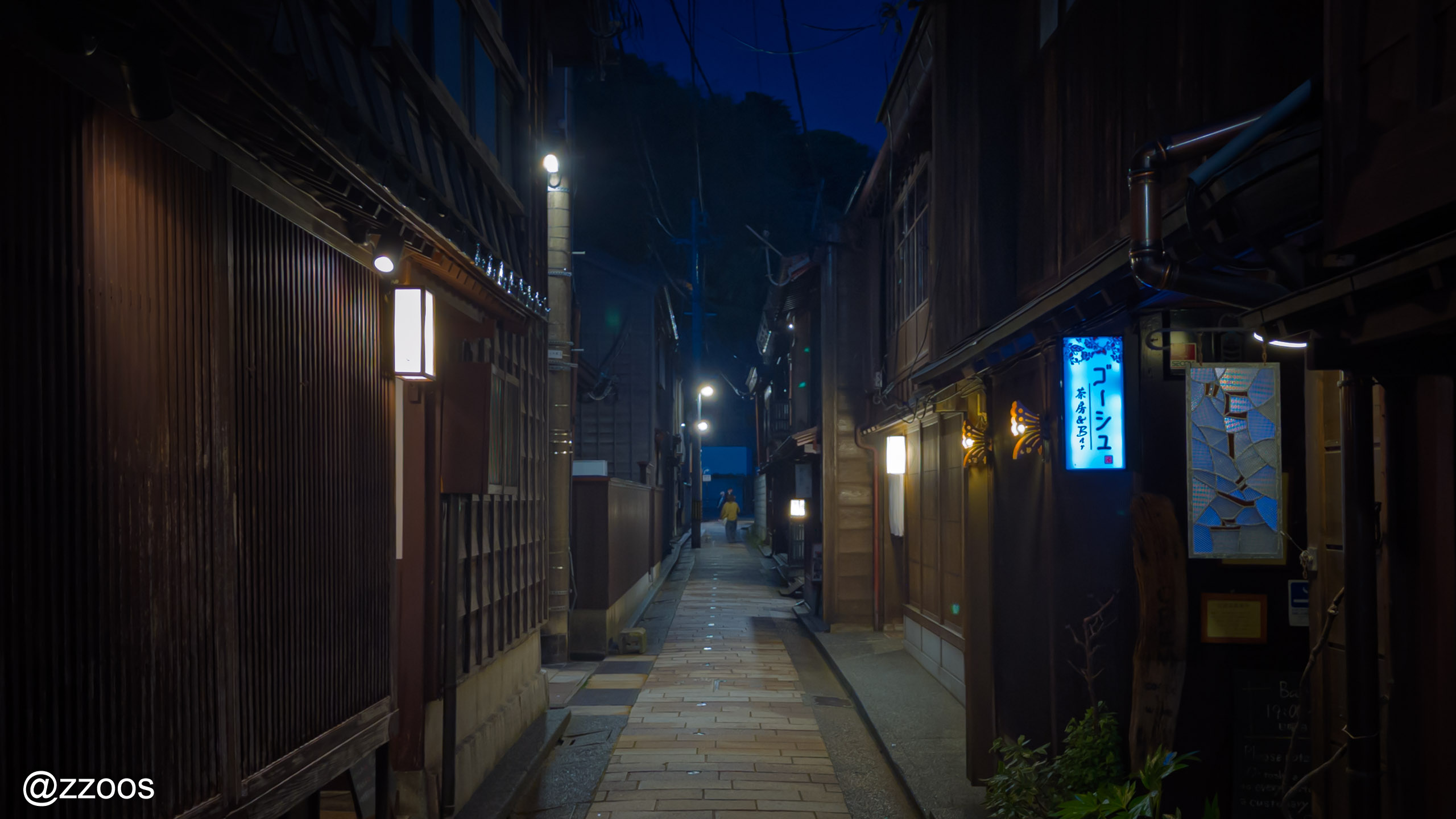 The quiet night streets of Higashi Chaya
