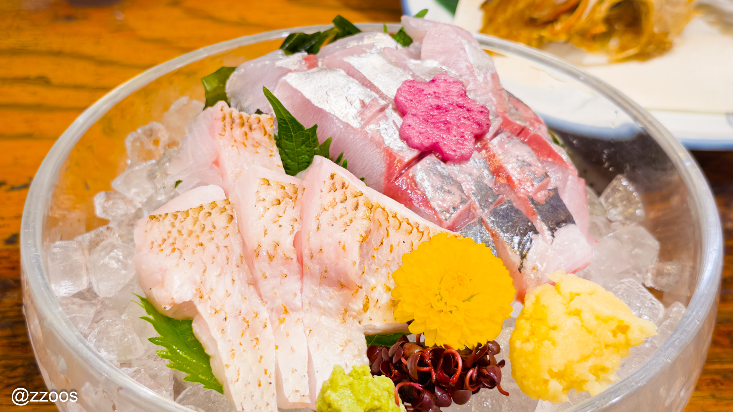 Sashimi of nodoguro (blackthroat seaperch), Kanazawa's signature fish