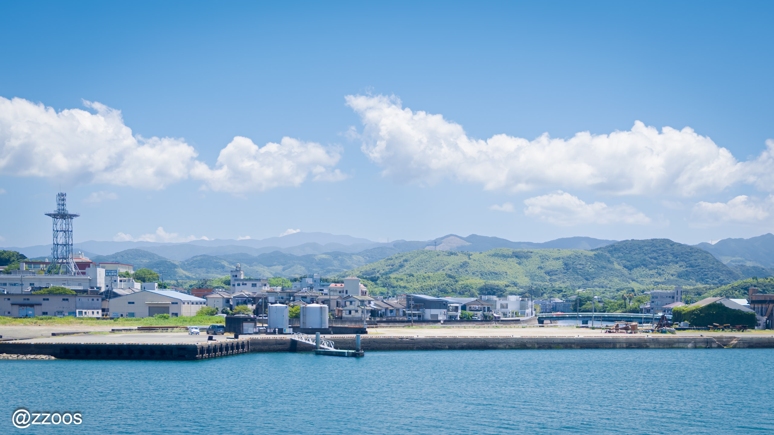 Summer sky and sea seen from the shore in Akune
