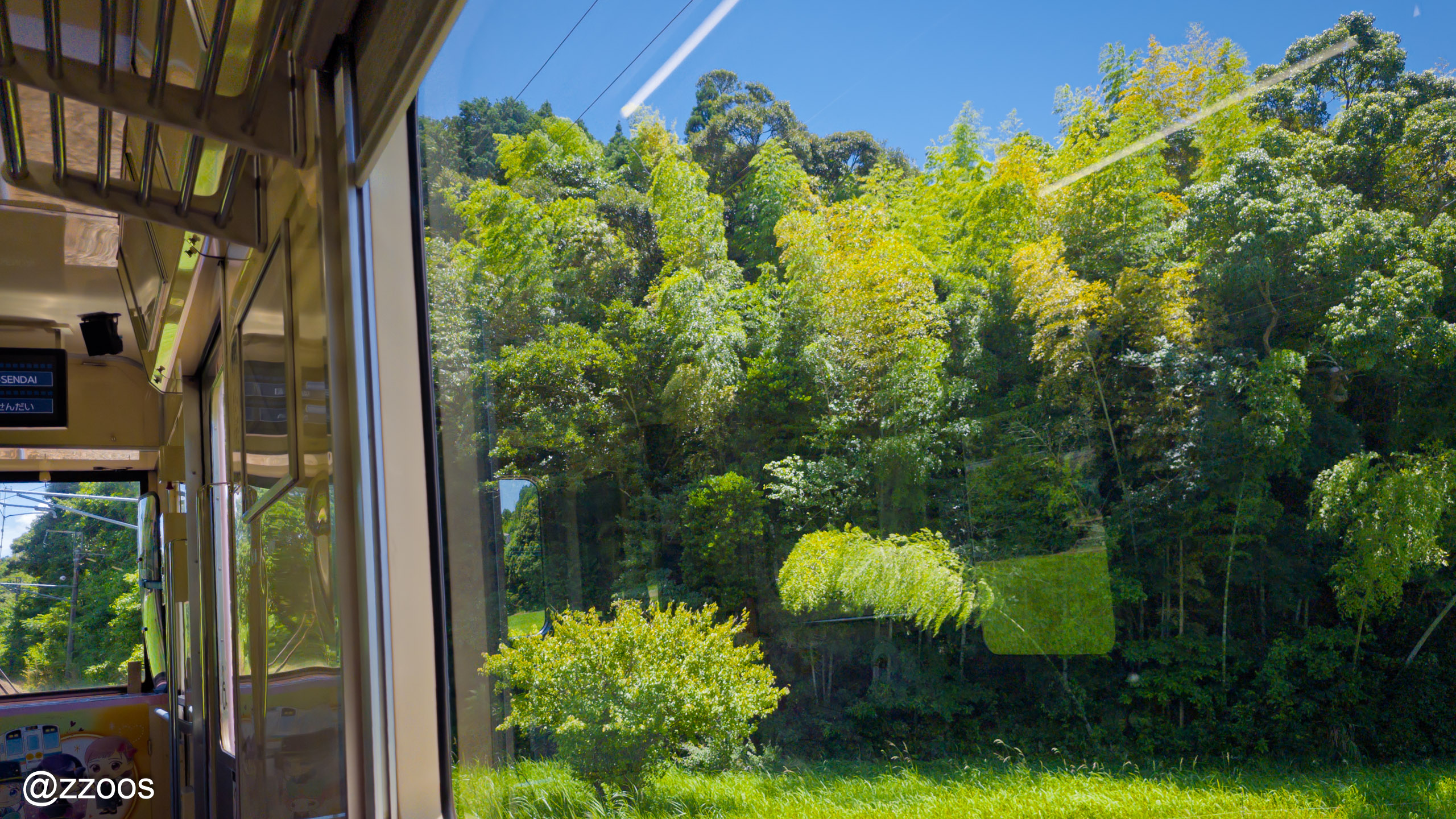 Scenery passing by the window of the Hisatsu Orange Railway