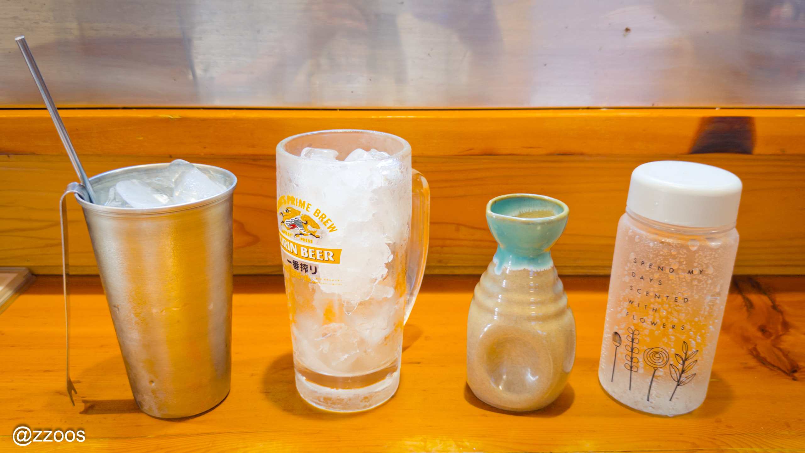 A go of imo-shochu with soda water and ice
