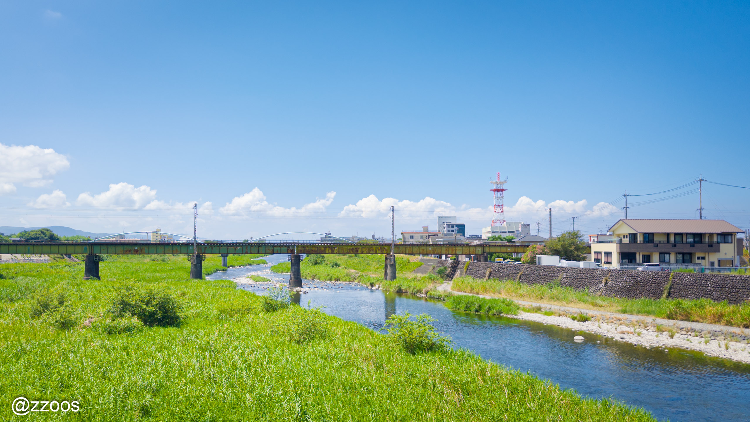 The Komenotsu River running through Izumi and the surrounding countryside