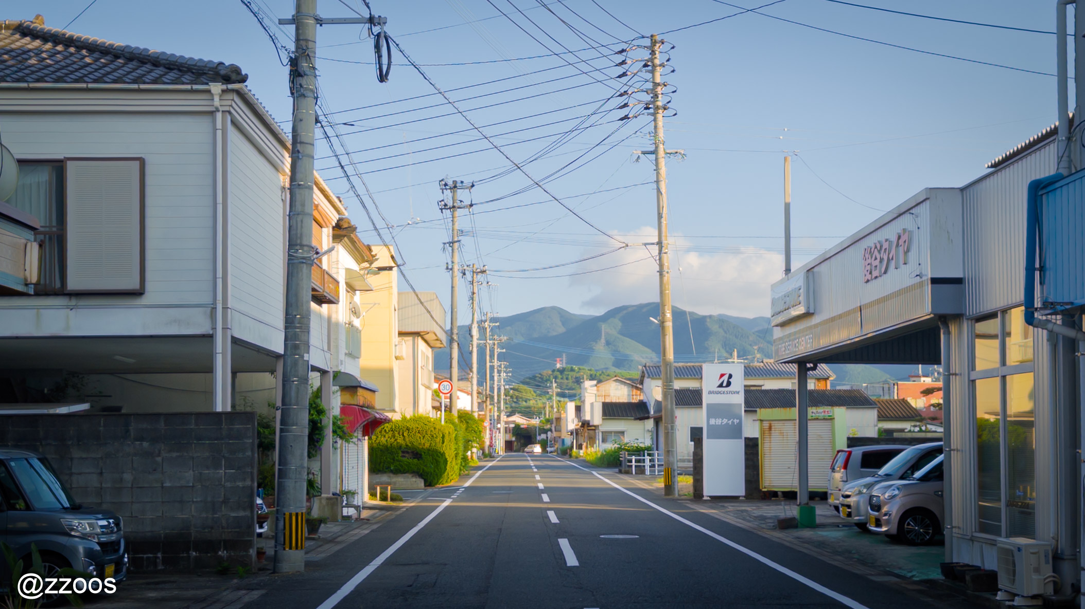 A street in Izumi just before the sunset colors set in