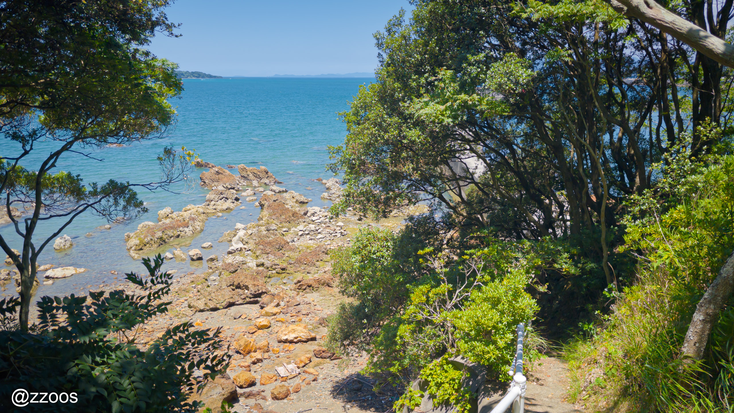 Small stairway leading down to the sea from the shrine