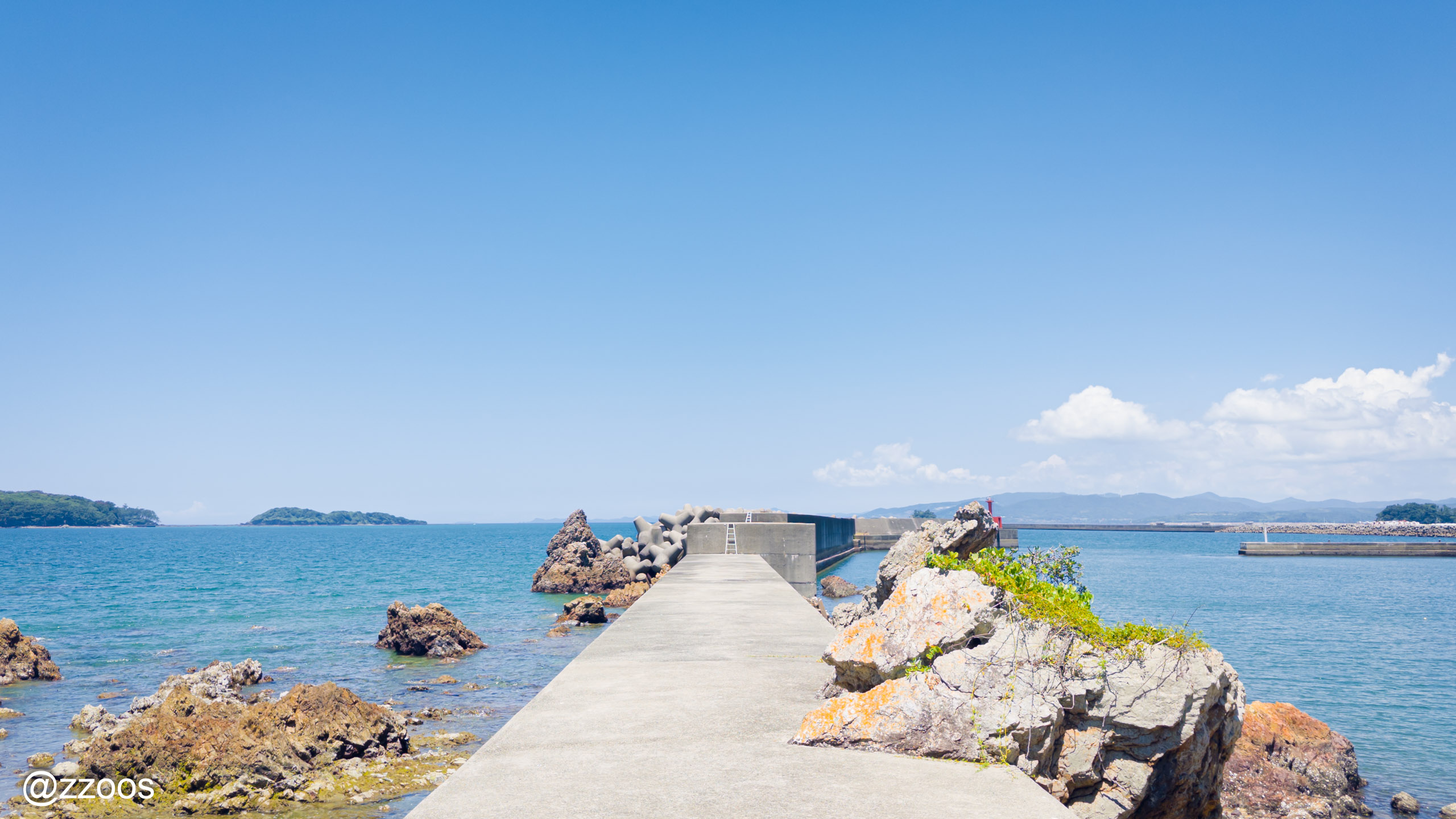 Breakwater stretching out into the sea in Akune