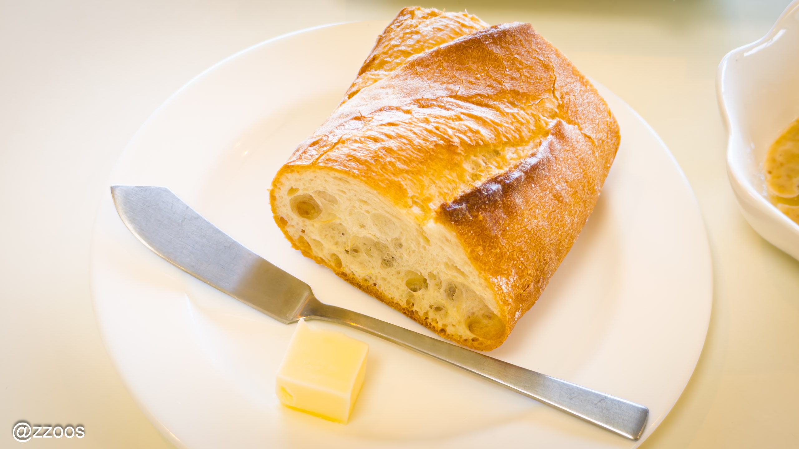 The baguette served with the lunch