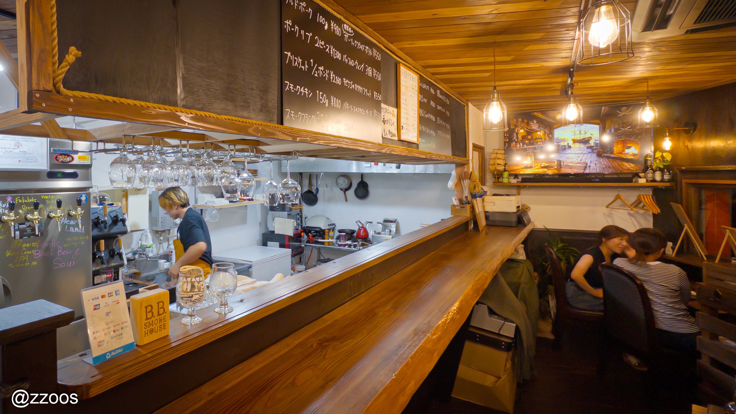 The bar at B.B. Smoke House with no chairs