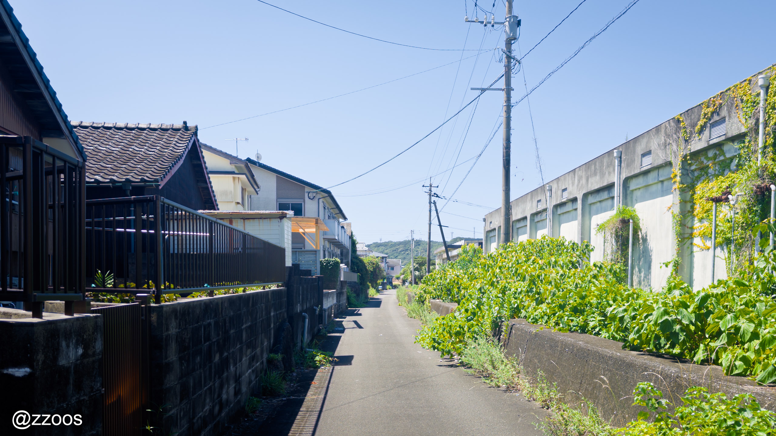 阿久根港の近くの路地