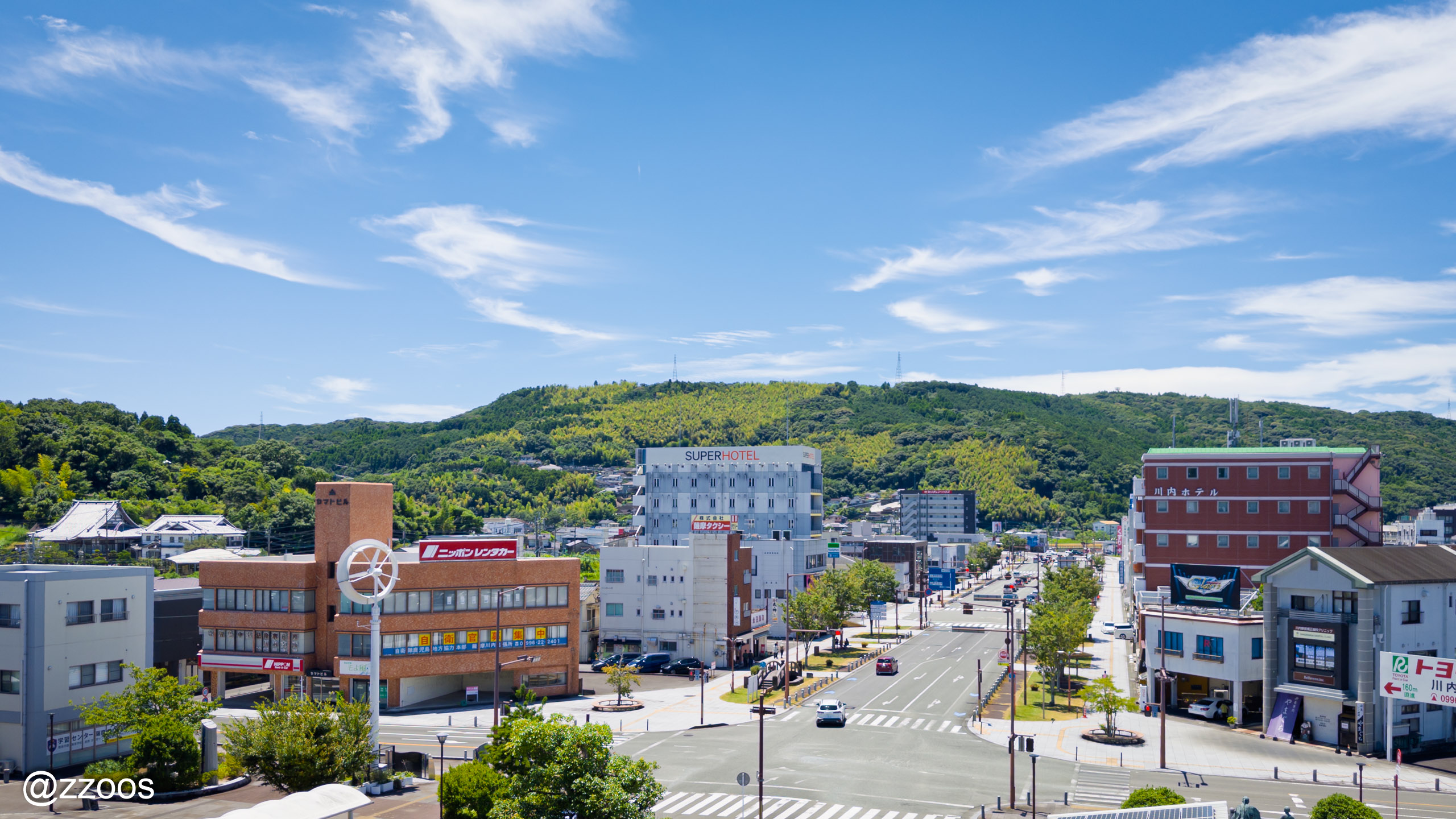 Downtown Satsumasendai seen from Sendai Station