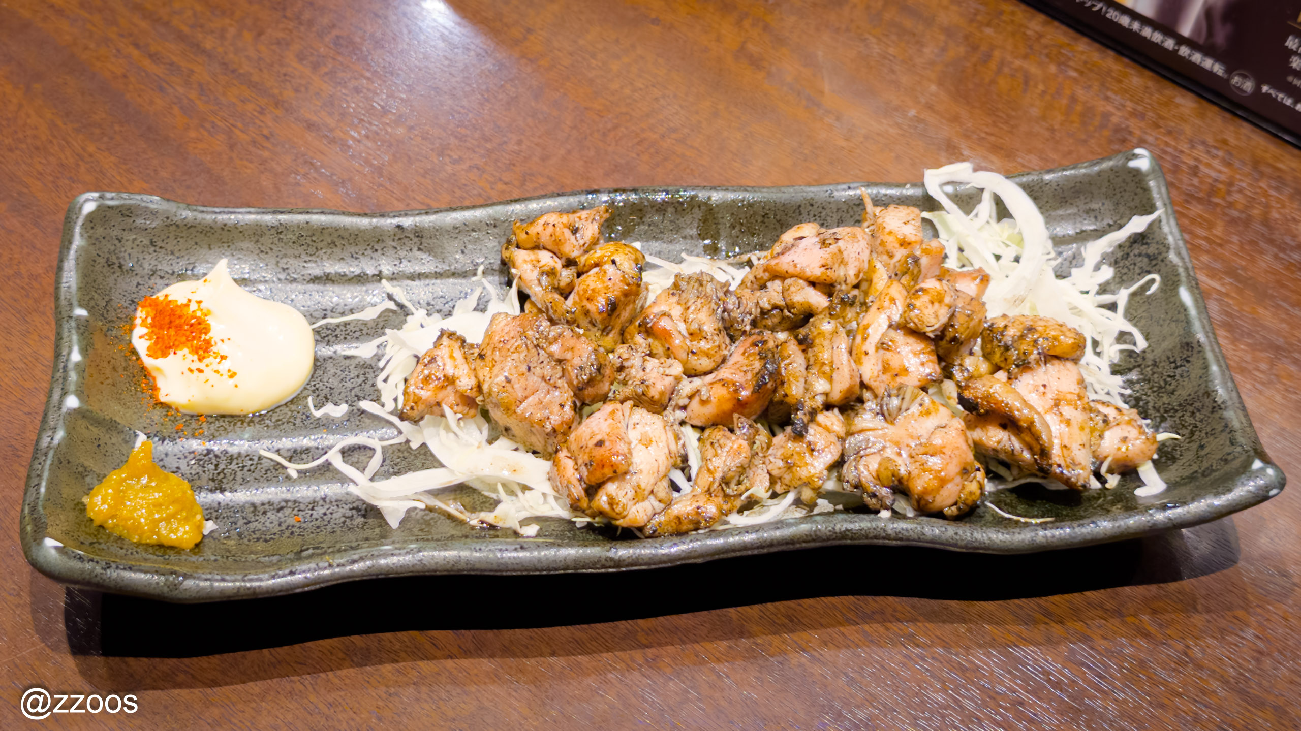 Izumi chicken momo no hibashirayaki grilled over a fierce flame