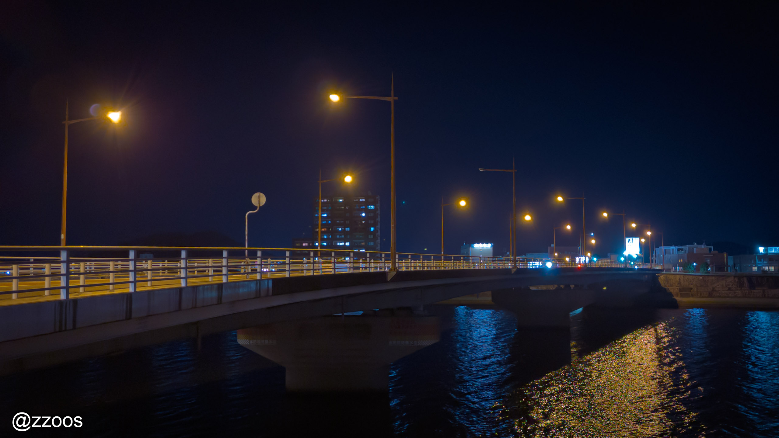 薩摩川内の川内川の夜景