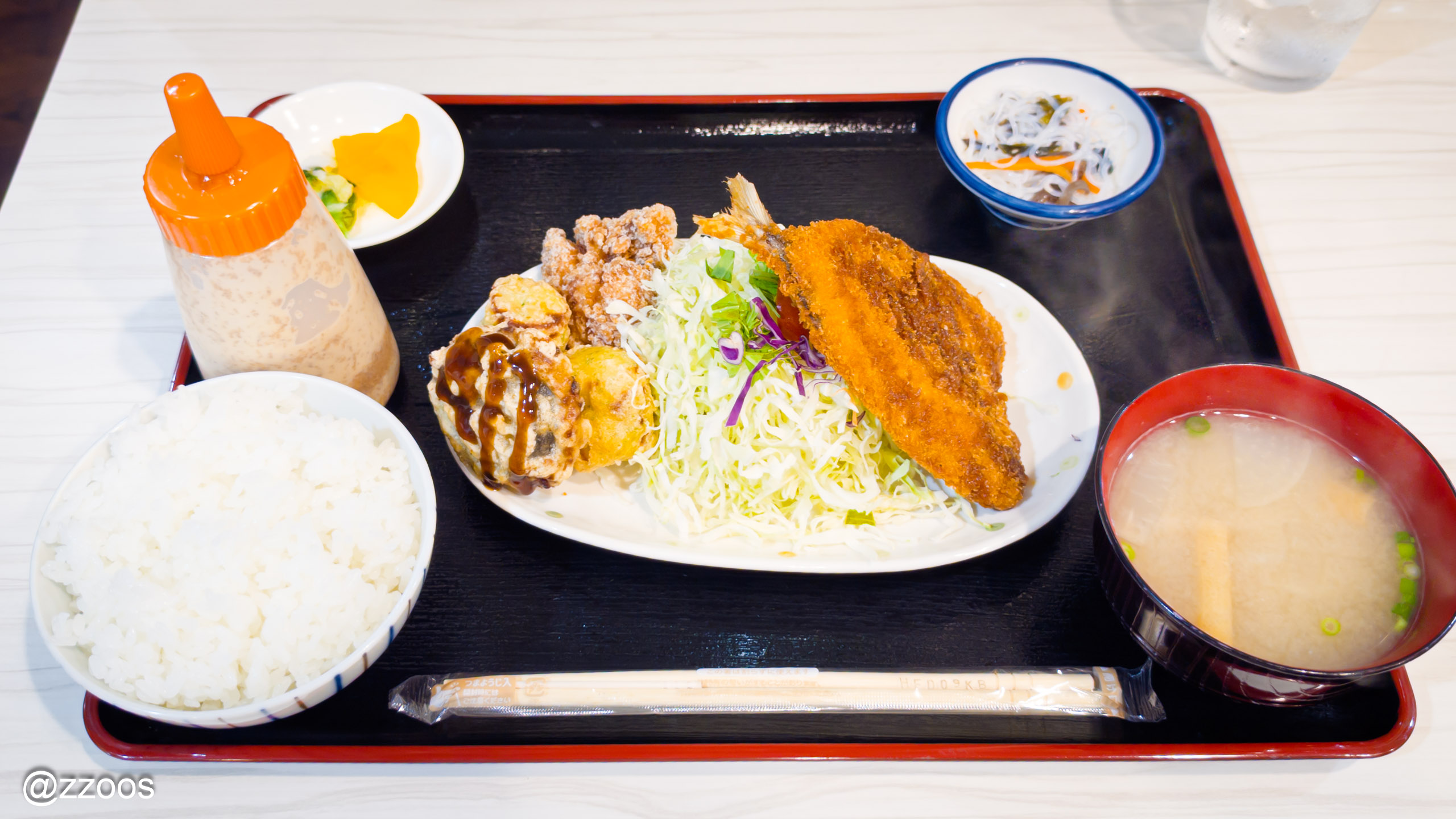 鳥夢のアジフライとミックスフライ定食