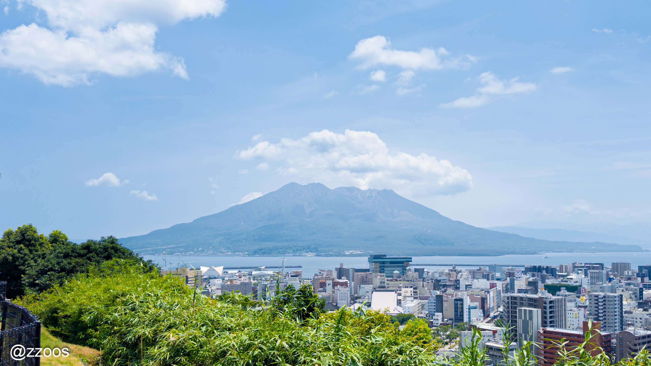 Sakurajima under a clear summer sky