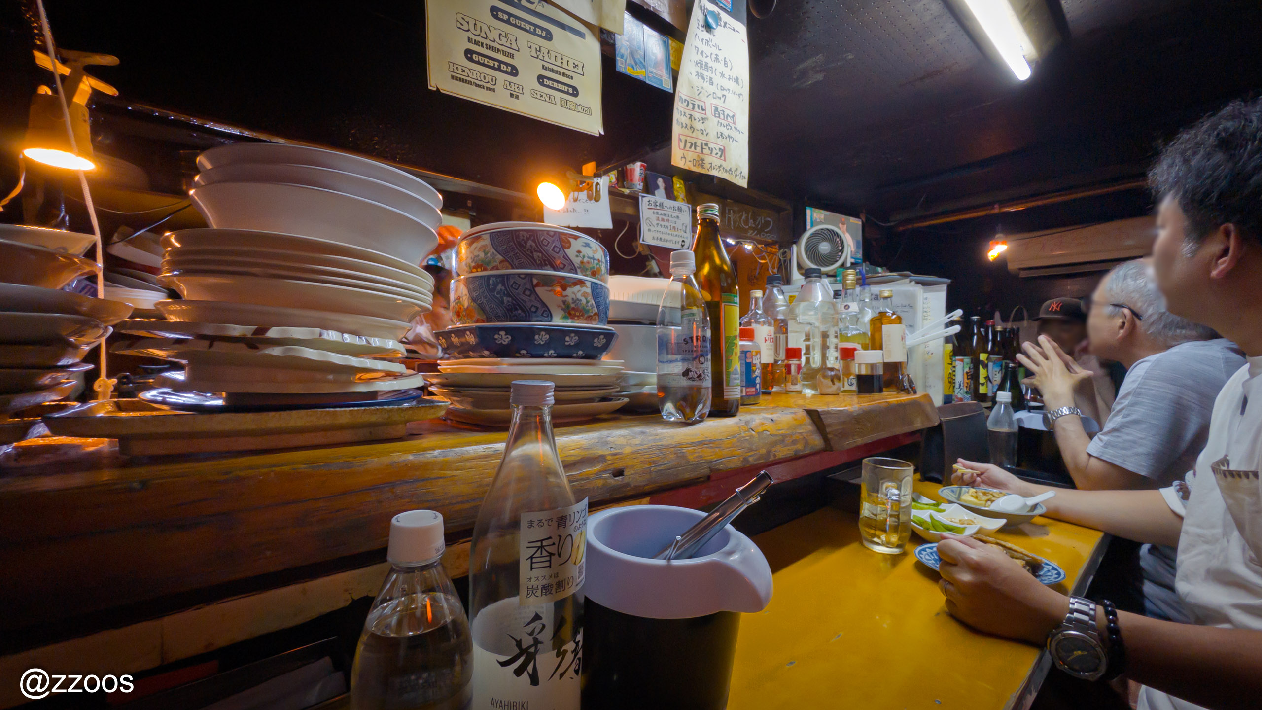 Akane's narrow interior packed with local customers