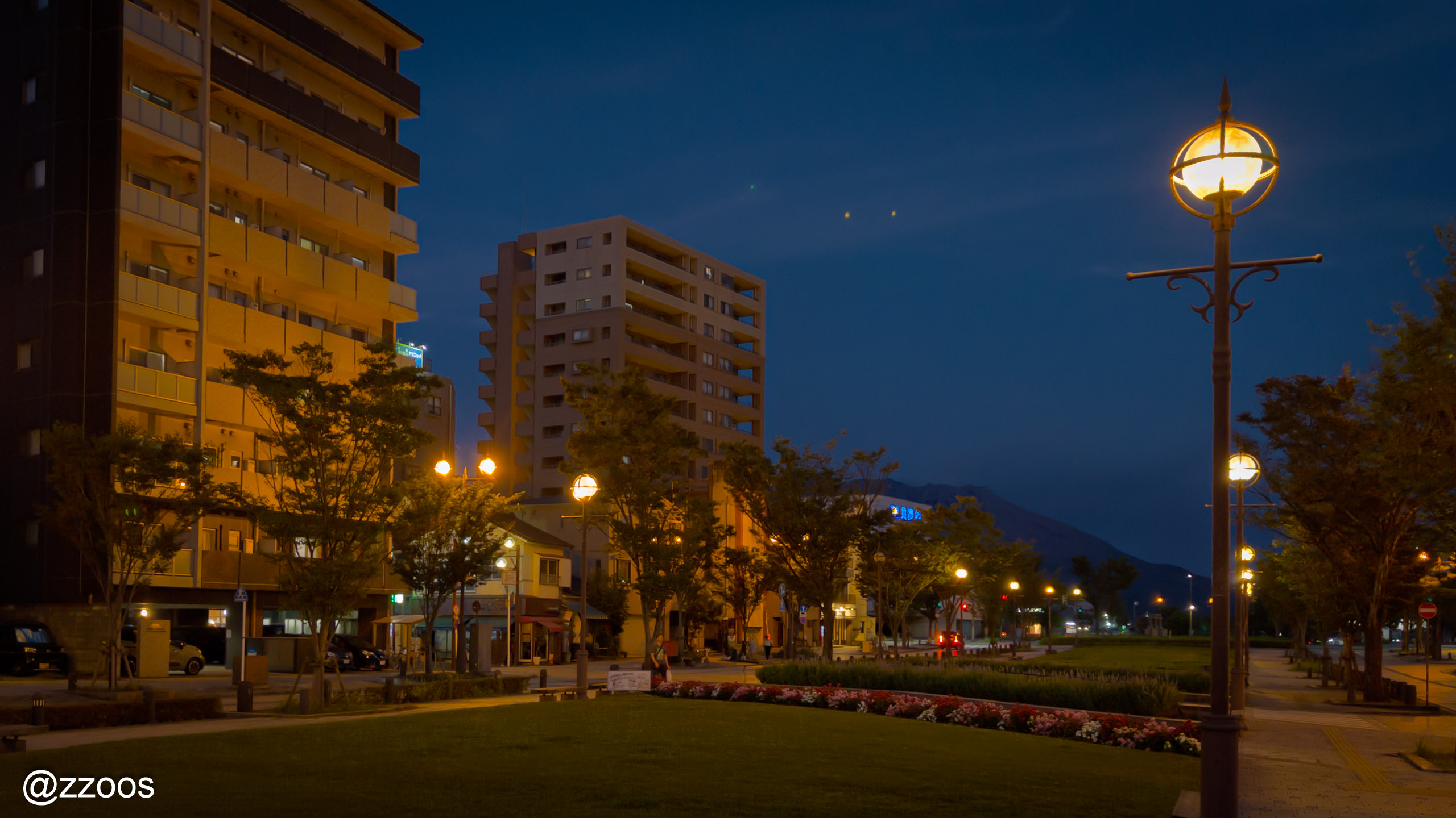 Minato Odori Park in the evening